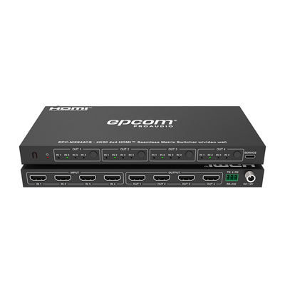 EPCOM PROAUDIO - Matriz de Video HDMI 4x4 | Ancho de Banda 10.2 Gbps | Resolución 4K@30Hz | Escalado a 1080P, 720P, 1920x1200, 4K30 | Modos Matriz y Video Wall | Control RS-232 y Remoto Infrared