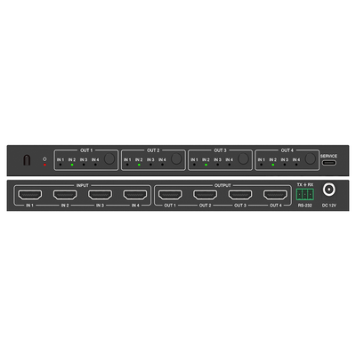 EPCOM PROAUDIO - Matriz de Video HDMI 4x4 | Ancho de Banda 10.2 Gbps | Resolución 4K@30Hz | Escalado a 1080P, 720P, 1920x1200, 4K30 | Modos Matriz y Video Wall | Control RS-232 y Remoto Infrared