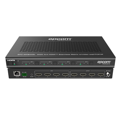EPCOM PROAUDIO - Matriz HDMI 4×4 | Video Wall | Seamless Switch | 10 Modos de Visualización |  4K@60Hz 4:4:4 | HDMI 2.0b y HDCP 2.2 | Control vía Web, IR, RS-232 y TCP/IP