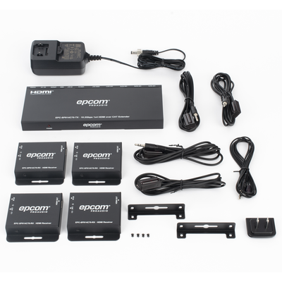 EPCOM PROAUDIO - Splitter HDMI 1x4 | Extensor HDMI | 4K@30Hz 40m | 1080p@60Hz 70m | Función PoC |  4:4:4
