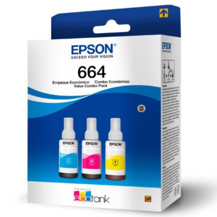 EPSON - Tinta Epson T664 Pack 3 Pzas Colores Cian/Magenta/Amarillo