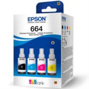 EPSON - Tinta Epson T664 Pack 4 Pzas Colores Negro/Cian/Magenta/Amarillo