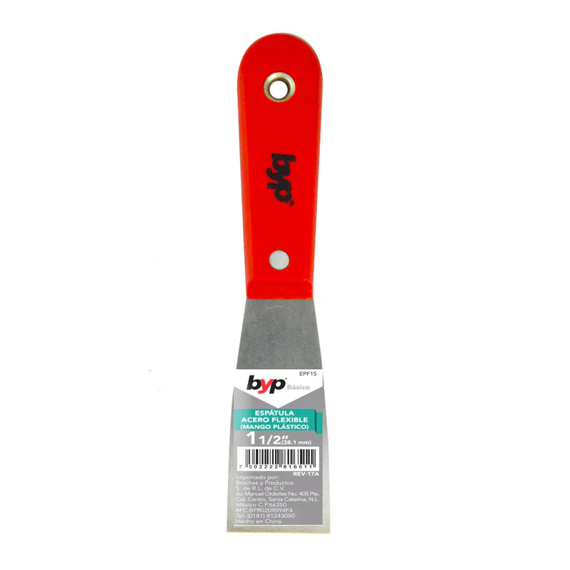 Espátula de acero flexible con mango de plástico 4"
