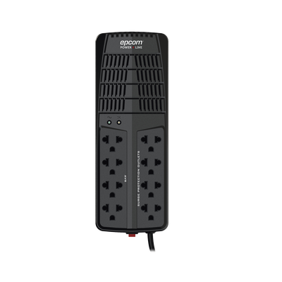 EPCOM POWERLINE - Regulador de Voltaje 1000 VA-500 W /  4 Contactos con AVR / 4 Contactos con Supresor de Picos / Protección RJ11