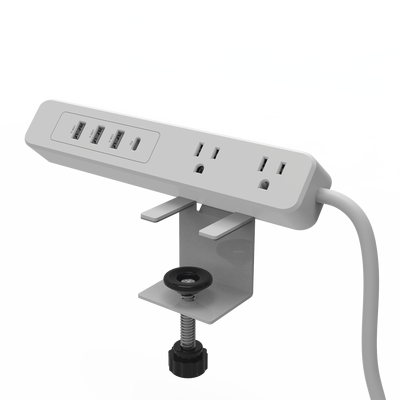 EPCOM POWERLINE - Multicontacto con Montaje para Escritorio / Carga Rápida para 65 W / 2 x Nema 5-15P / 3 x USB-A (5V @3A) / 1 x USB-C (65W)