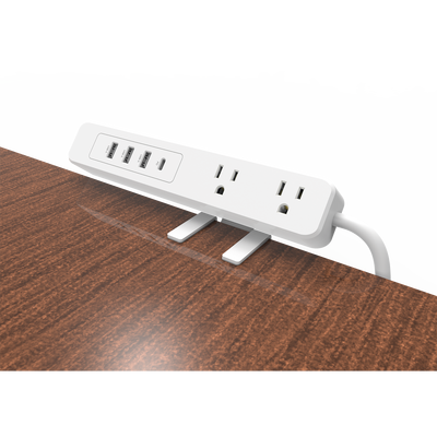 EPCOM POWERLINE - Multicontacto con Montaje para Escritorio / Carga Rápida para 65 W / 2 x Nema 5-15P / 3 x USB-A (5V @3A) / 1 x USB-C (65W)