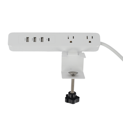 EPCOM POWERLINE - Multicontacto con Montaje para Escritorio / Carga Rápida para 65 W / 2 x Nema 5-15P / 3 x USB-A (5V @3A) / 1 x USB-C (65W)