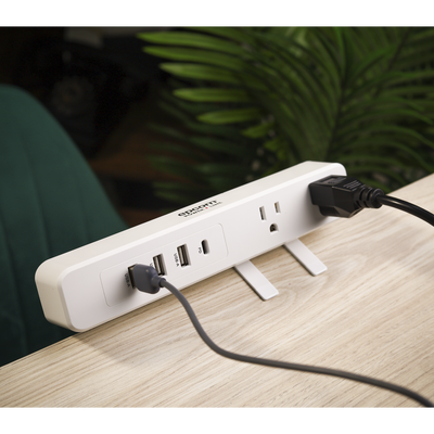 EPCOM POWERLINE - Multicontacto con Montaje para Escritorio / Carga Rápida para 65 W / 2 x Nema 5-15P / 3 x USB-A (5V @3A) / 1 x USB-C (65W)