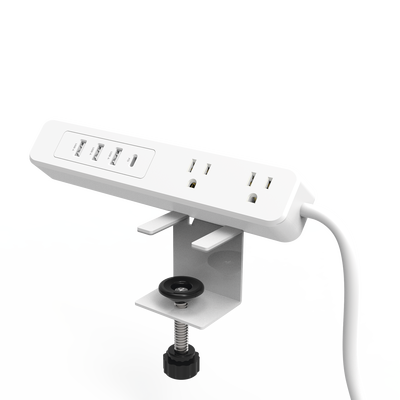 EPCOM POWERLINE - Multicontacto con Montaje para Escritorio / Carga Rápida para 65 W / 2 x Nema 5-15P / 3 x USB-A (5V @3A) / 1 x USB-C (65W)