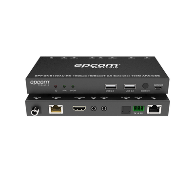 EPCOM PROAUDIO - Kit Extensor HDMI | 4K2K@60HZ | HDR 4:4:4 | HDBaseT | 100M | Salida de Audio | HDCP 2.2 | IR Bidireccional | Admite la función USB KVM