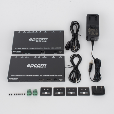 EPCOM PROAUDIO - Kit Extensor HDMI | 4K2K@60HZ | HDR 4:4:4 | HDBaseT | 100M | Salida de Audio | HDCP 2.2 | IR Bidireccional | Admite la función USB KVM
