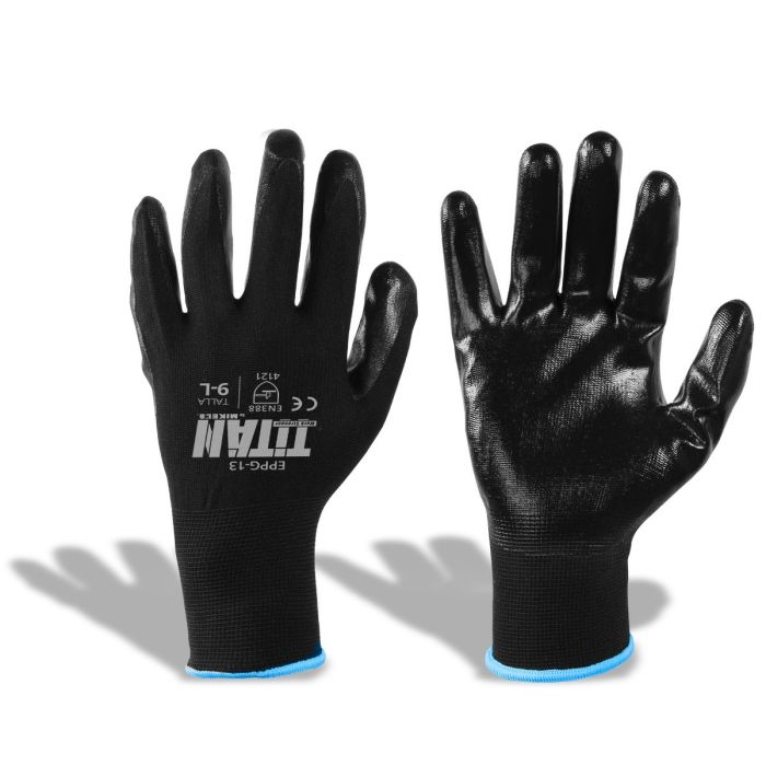 Guante de nylon con recubrimiento de nitrilo liso