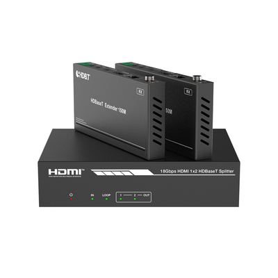 EPCOM PROAUDIO - Splitter mas Extensor de Video | 1x2 | ProAV | HDBaseT™ | 120m en 4K@60Hz | 150m en 1080p@60Hz | Cat6/6a/7 | Gestión Avanzada EDID | Control IR y RS232 | PoC | Salida de Audio
