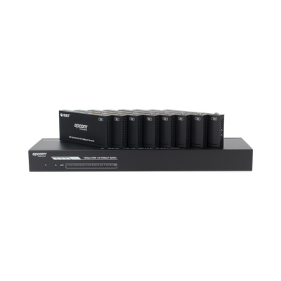 EPCOM PROAUDIO - Splitter mas Extensor de Video | 1x8 | ProAV | HDBaseT™ | 120m en 4K@60Hz | 150m en 1080p@60Hz | Cat6/6a/7 | Gestión Avanzada EDID | Control IR y RS232 | PoC | Salida de Audio