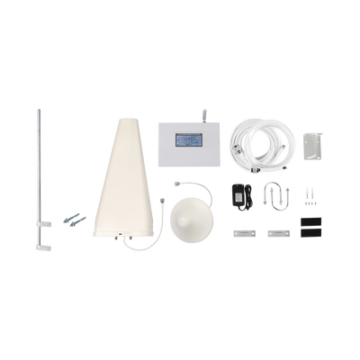 EPCOM - Kit Amplificador de Señal Celular TRIPLE banda de frecuencia. Incluye Mástil. Mejora las llamadas convencionales y VoLTE / Soporta los datos de las tecnologías 2G, 3G y 4G de TELCEL, AT&T y MOVISTAR / Cubre hasta 2 espacios...