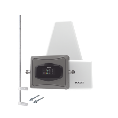 EPCOM - Kit Amplificador de Señal Celular 4G/ Incluye Mástil / Mejora las llamadas convencionales y VoLTE / Soporta datos de tecnologías 2G, 3G y 4G de TELCEL, AT&T y MOVISTAR / Cubre hasta 600 m2.