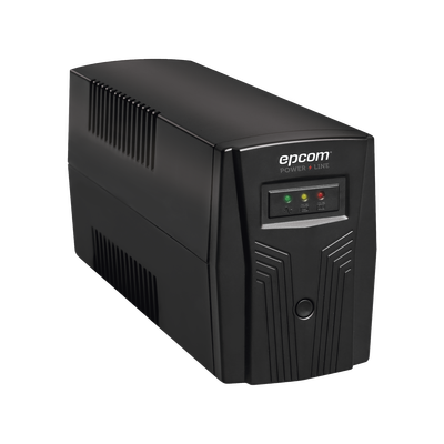 EPCOM POWERLINE - UPS de 500VA/300W / Regulador de Voltaje AVR / Batería de 7 Ah / 4 Tomas NEMA 5-15R / Display de LED