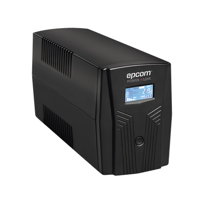 EPCOM POWERLINE - UPS Con Más Potencia de 600VA / 360 W Con Display LCD y Regulador de Voltaje AVR, 4 Contactos NEMA 5-15R, Batería 7 Ah y Puertos RJ45 y USB