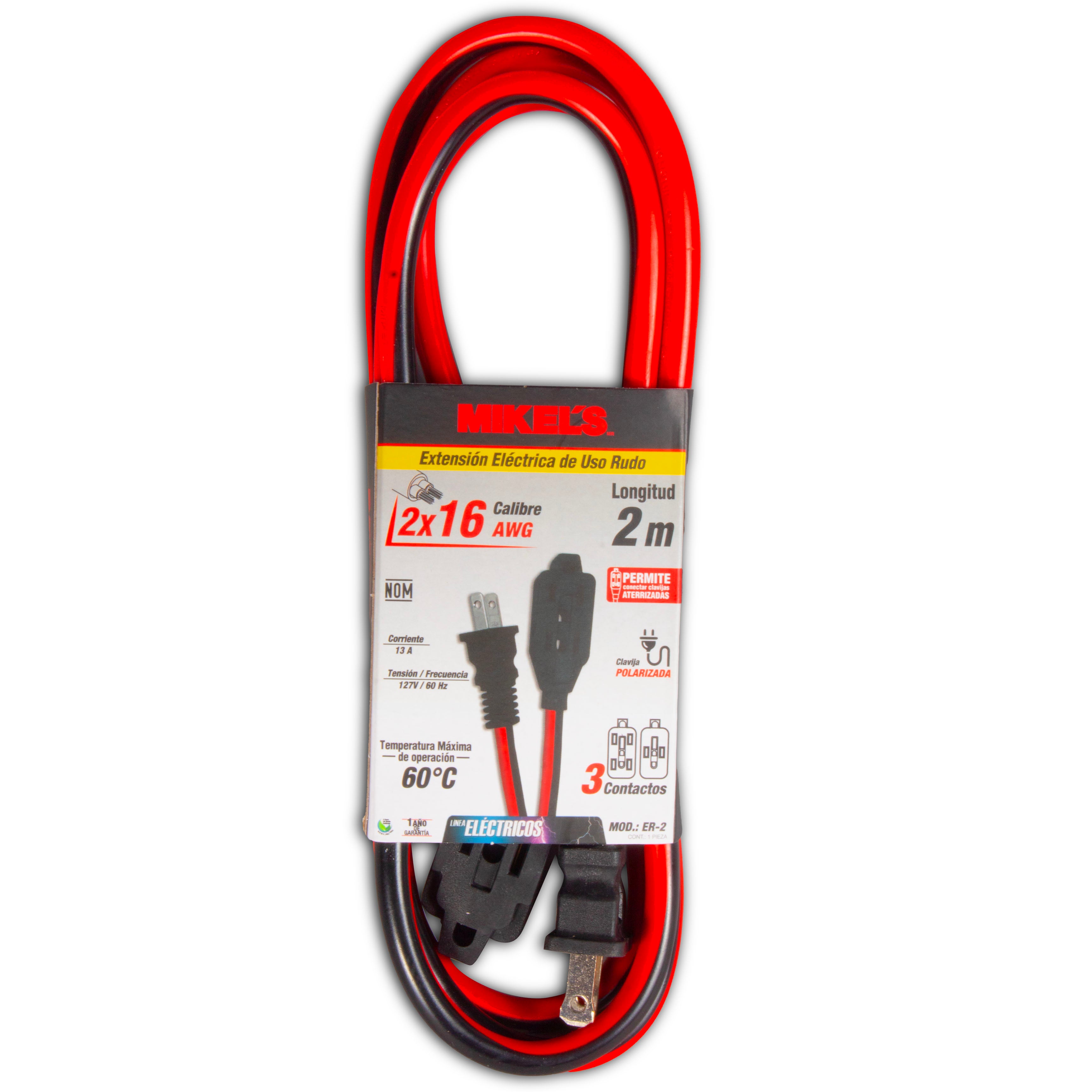Extensión eléctrica uso rudo (2 mts)