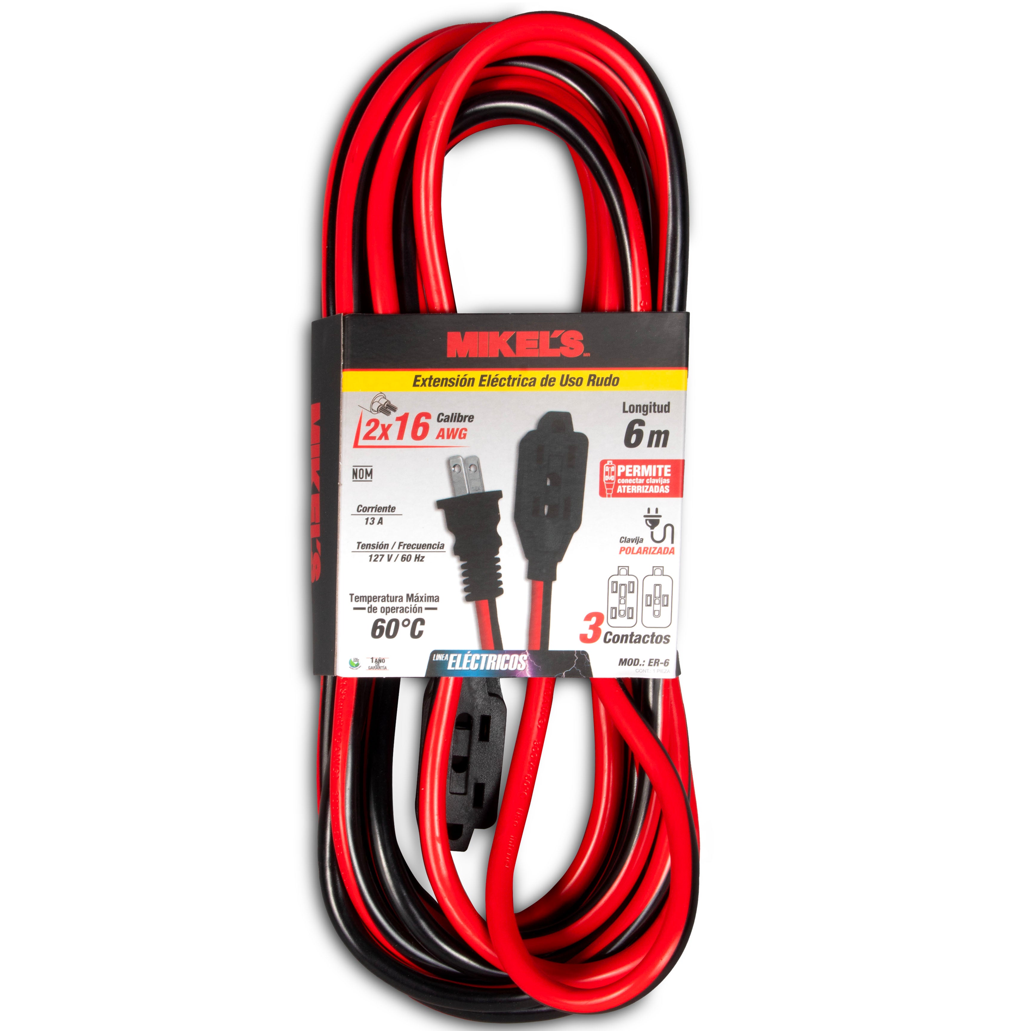 Extensión eléctrica uso rudo (6 mts)