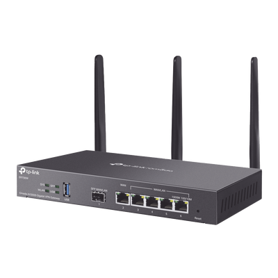 TP-LINK - Router Omada VPN / SDN Multi-WAN Gigabit / 1 Puerto WAN SFP Gigabit / 1 Puerto WAN RJ45 Gigabit / 2 Puertos LAN RJ45 Gigabit / 2 Puertos Configurables LAN/WAN / 150,000 Sesiones Concurrentes / Administración Centralizada Omada o Stand-Alone