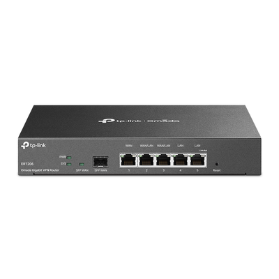 TP-LINK - Router Omada VPN / SDN Multi-WAN Gigabit / 1 Puerto WAN SFP Gigabit / 1 Puerto WAN RJ45 Gigabit / 2 Puertos LAN RJ45 Gigabit / 2 Puertos Configurables LAN/WAN / 150,000 Sesiones Concurrentes / Administración Centralizada Omada o Stand-Alone