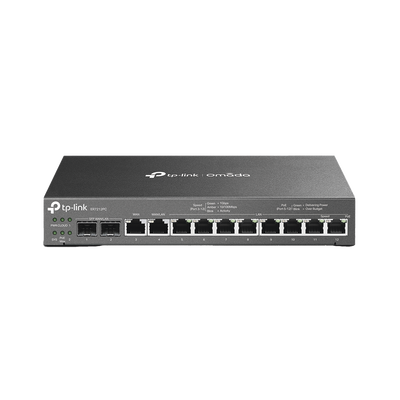 TP-LINK - Router Omada VPN / SDN Multi-WAN 1G / Switch con PoE y Controlador  / 2 puerto WAN/LAN SFP 1G / 1 Puerto RJ45 WAN / 1 Puerto WAN/LAN RJ45 / 8 Puertos PoE+ LAN RJ45 /  24,980 Sesiones Concurrentes