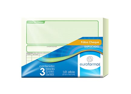 EUROFORMAS - POLIZA CHEQUE EUROFORMA DUPLICA 1/2 OFICIO 25 JGS C/3B