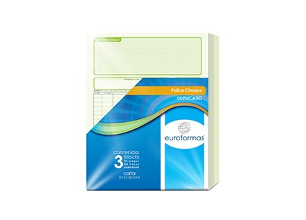 EUROFORMAS - POLIZA CHEQUES EUROFORMA DUPLICA CTA 25 JGS 50H C/3 B.