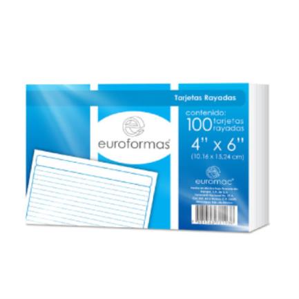 EUROFORMAS - Tarjeta Euroformas Bibliográfica Rayada 4x6 C/100