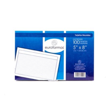 EUROFORMAS - Tarjeta Euroformas Bibliográfica Rayada 5x8 C/100