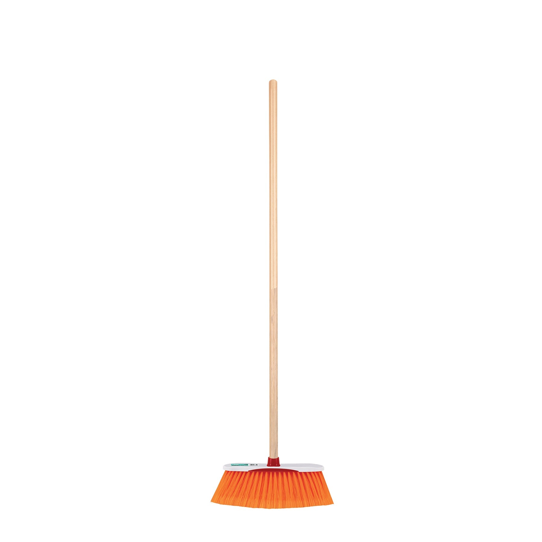 Escoba estandar cerdas de PET extra suaves, baston de madera