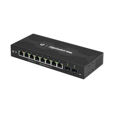 UBIQUITI - EdgeSwitch 10X Administrable de 8 Puertos Gigabit PoE Pasivo 24VDC + 2 Puertos SFP