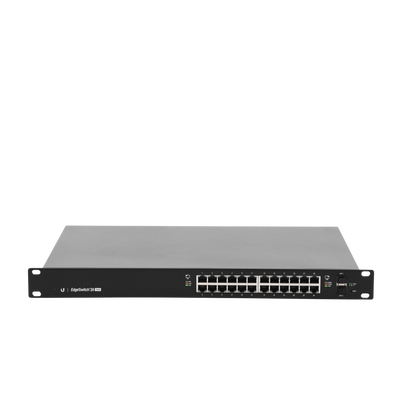 UBIQUITI - Switch EdgeMAX administrable de 24 puertos Gigabit con PoE+/PoE Pasivo 24V + 2 Puertos SFP, 250 W