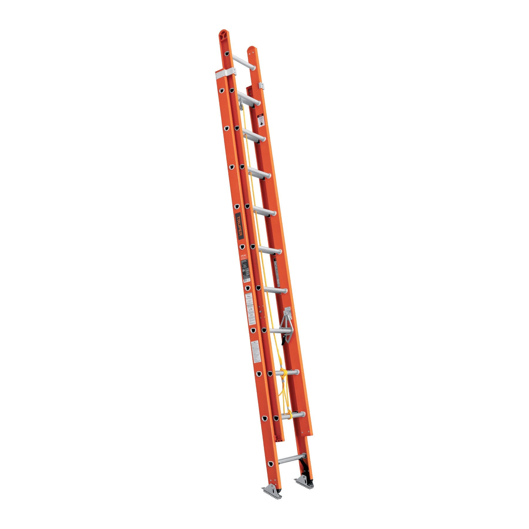 Escalera de extension, tipo II, 20 peldaños, fibra de vidrio