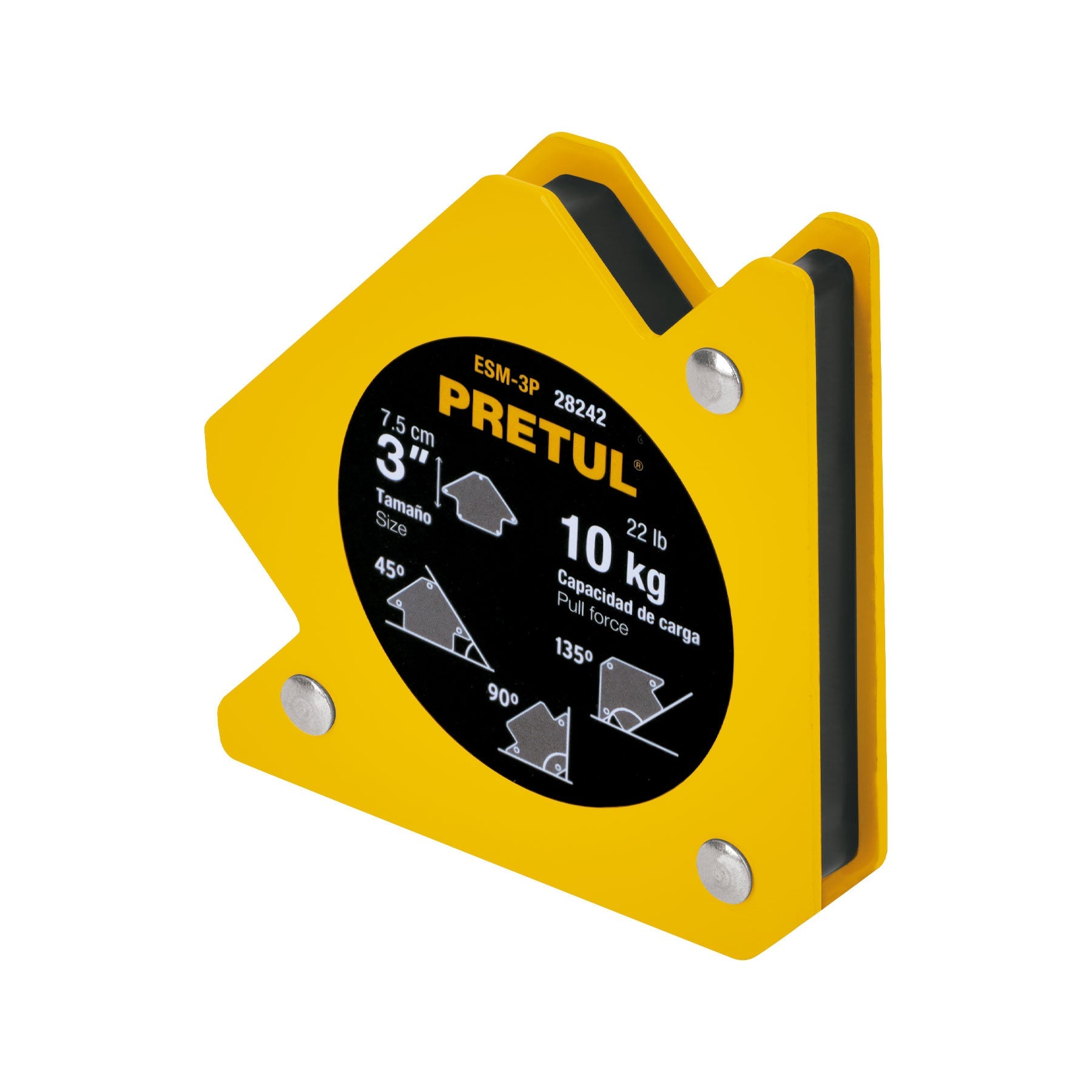 Escuadra magnetica p/soldar, 3', capacidad 10 kg, PRETUL