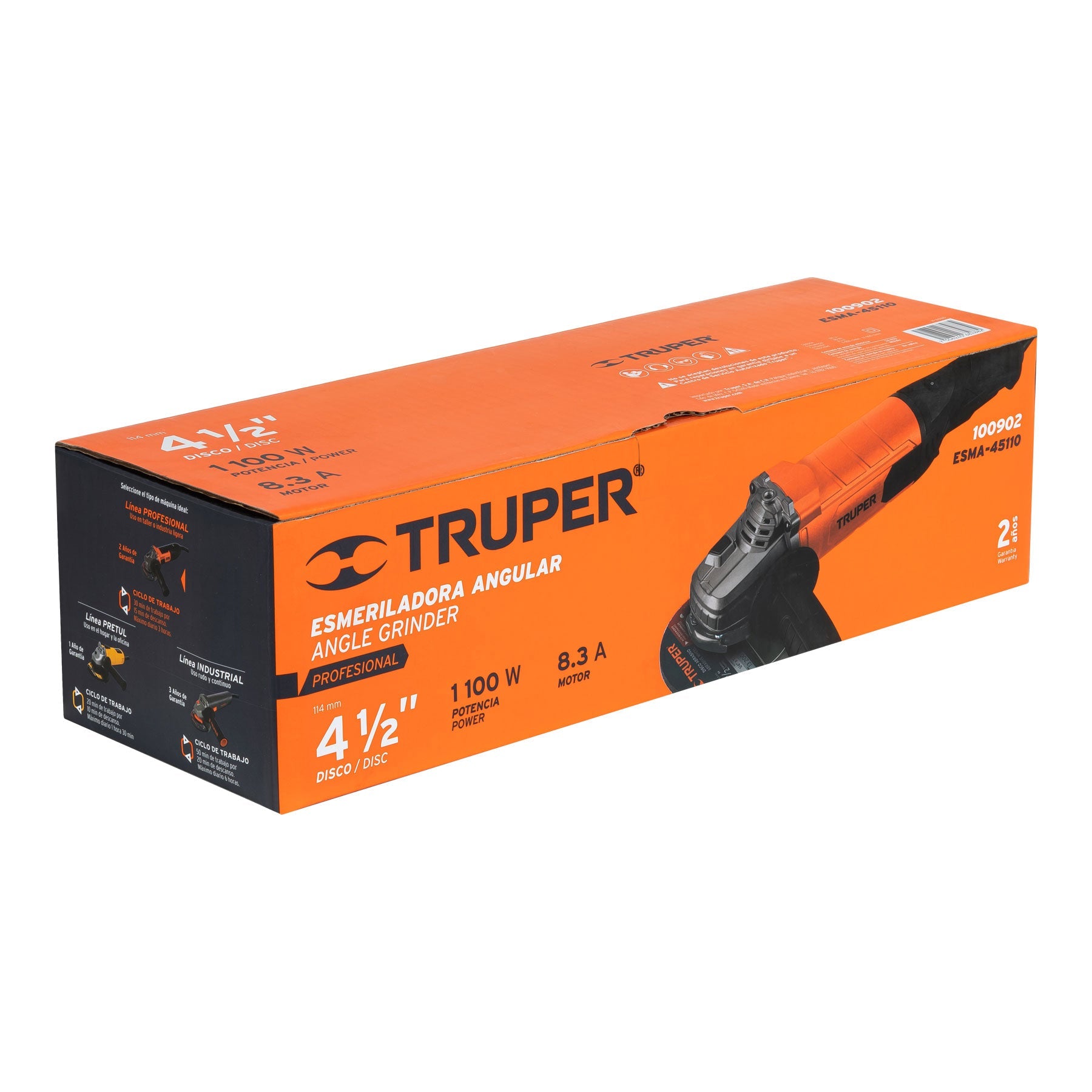 Esmeriladora angular 4-1/2', 1100W, TRUPER PRO