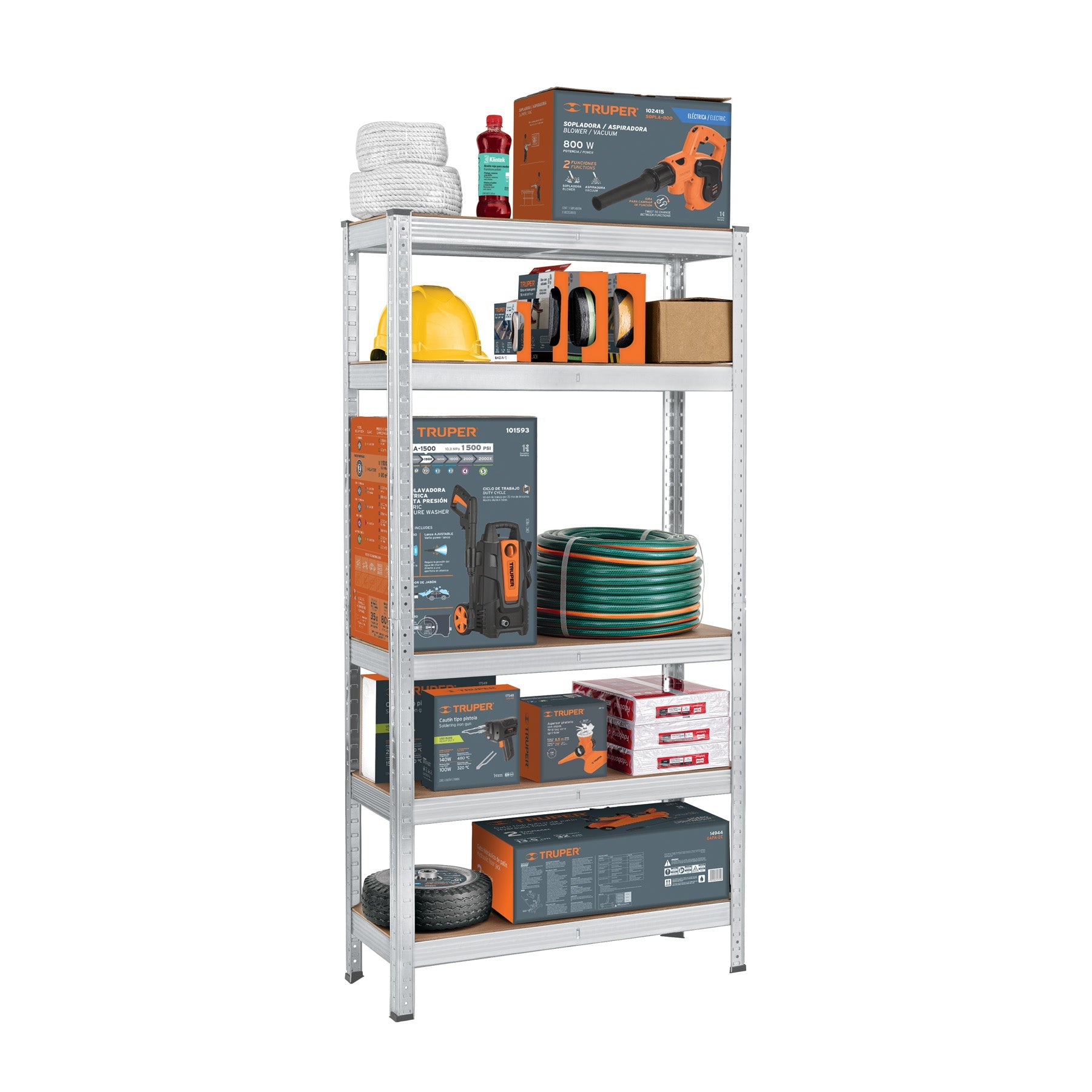 Estante metalico 5 repisas MDF cap. 35 Kg,150x30x75, PRETUL