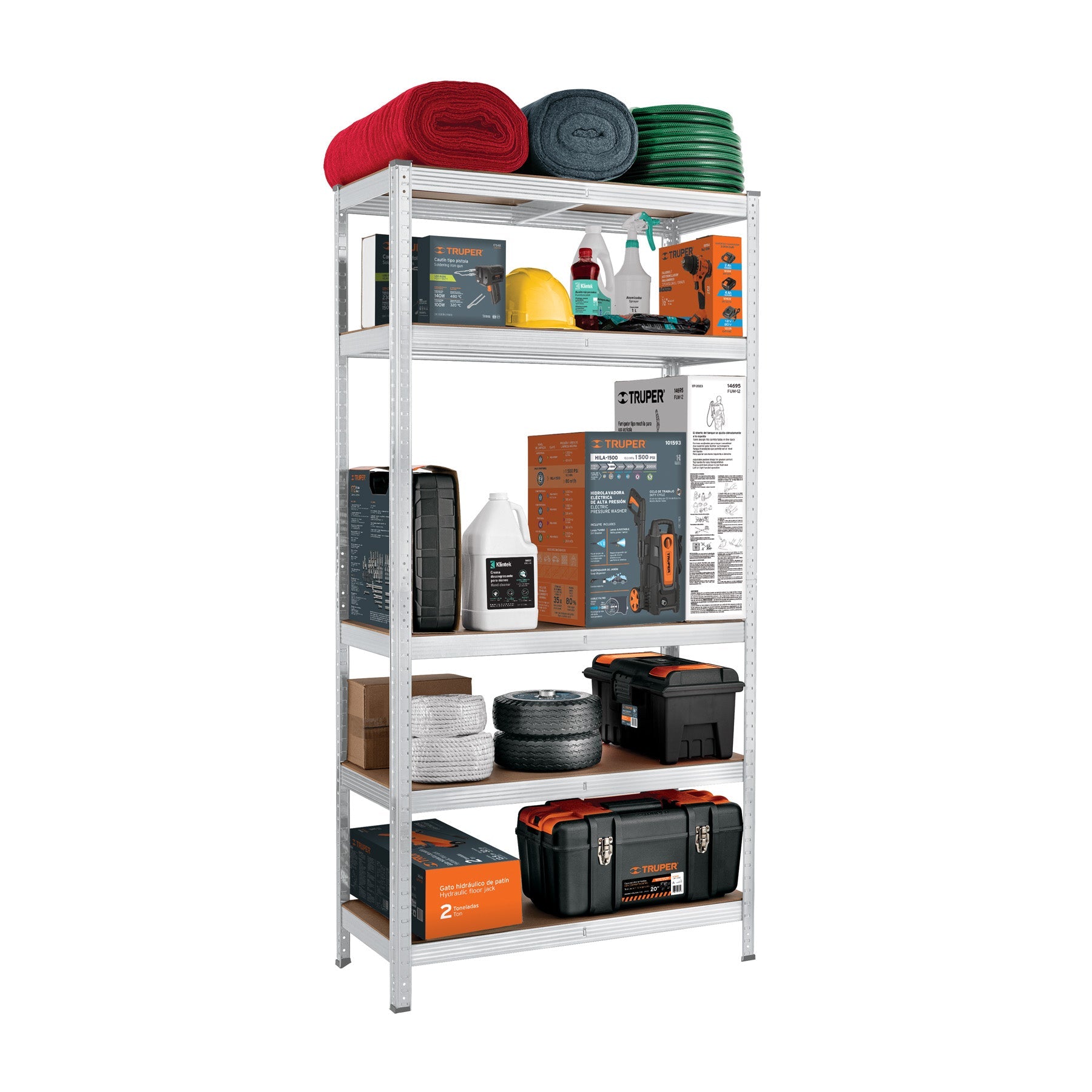 Estante metalico 5 repisas MDF cap. 35 Kg,180x40x90, PRETUL