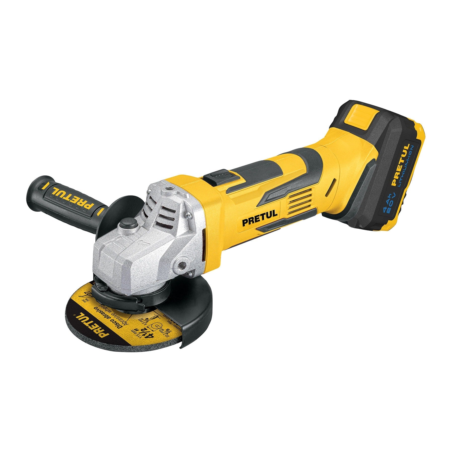 Esmeriladora 4-1/2', 20V, 1 bateria 4Ah, PRETUL