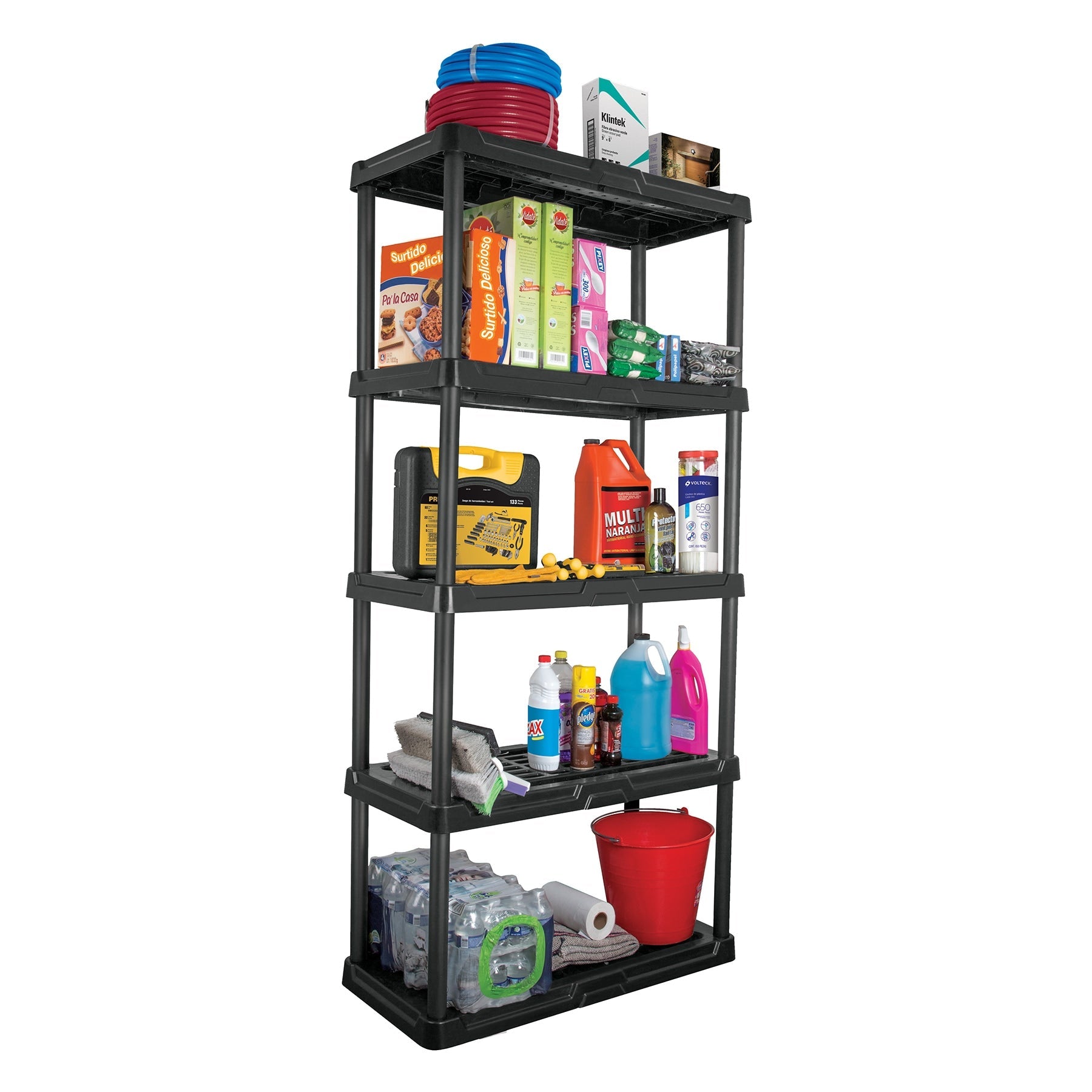 Estante plastico 5 repisas cap. 35 Kg, 180x44x92, PRETUL