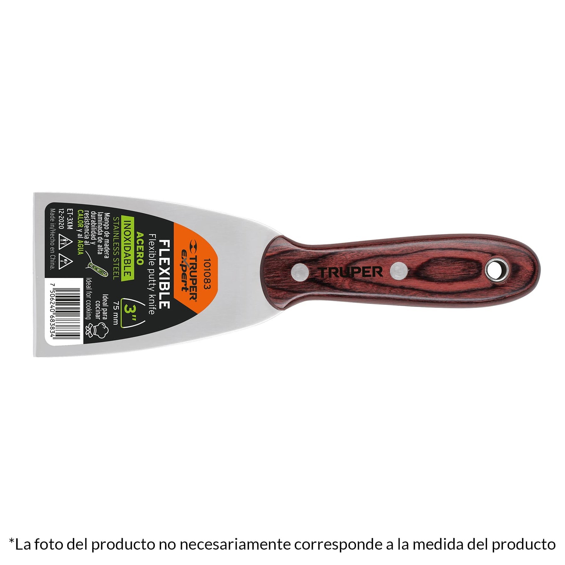 Espátula 10' acero inoxidable con mango de madera, Expert