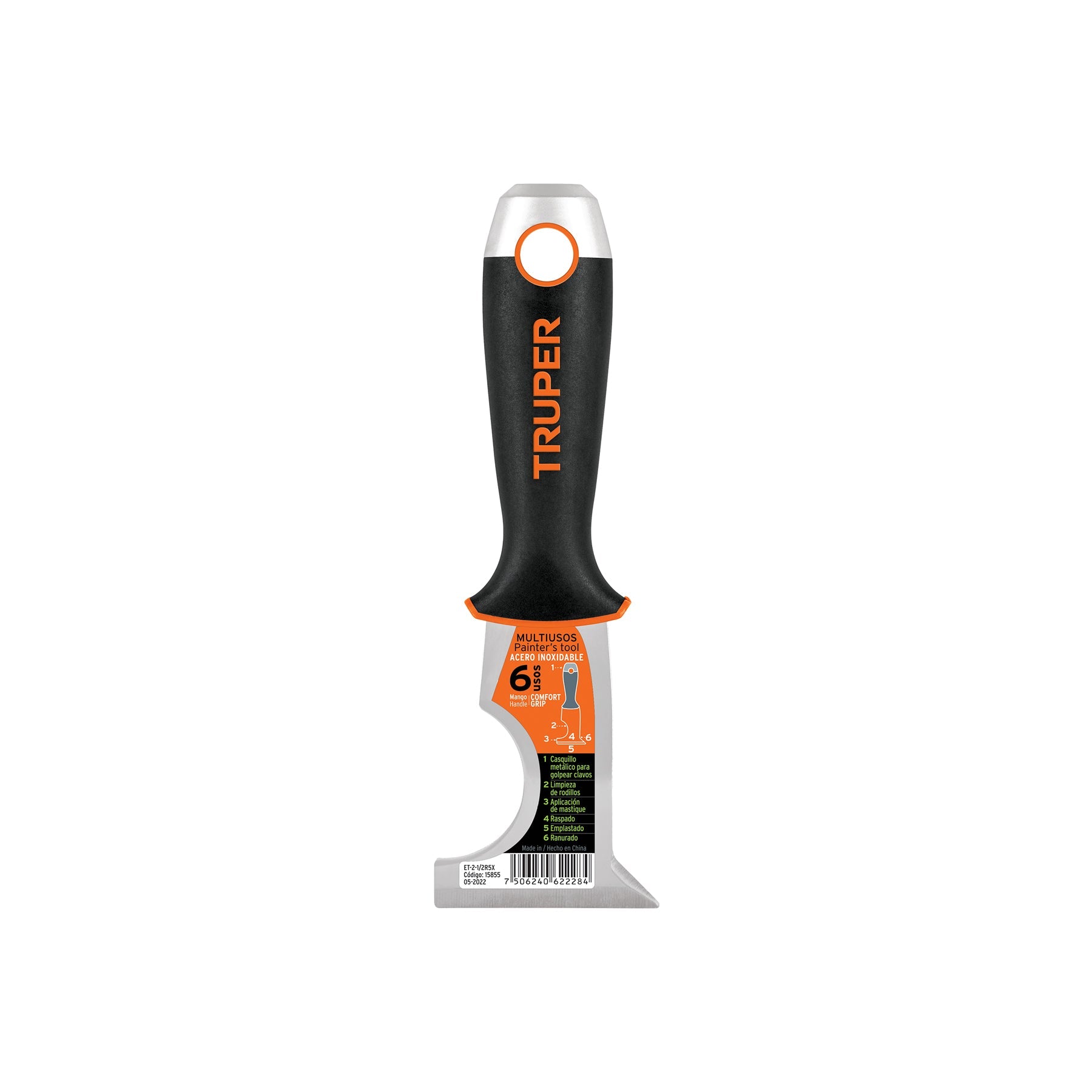 Espatula 2-1/2' de 6 usos, acero inox, Comfort Grip, Expert