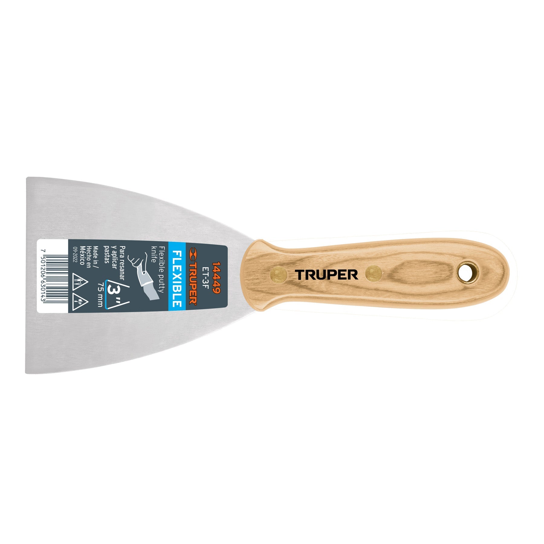 Espatula flexible 3' con mango de madera, Truper