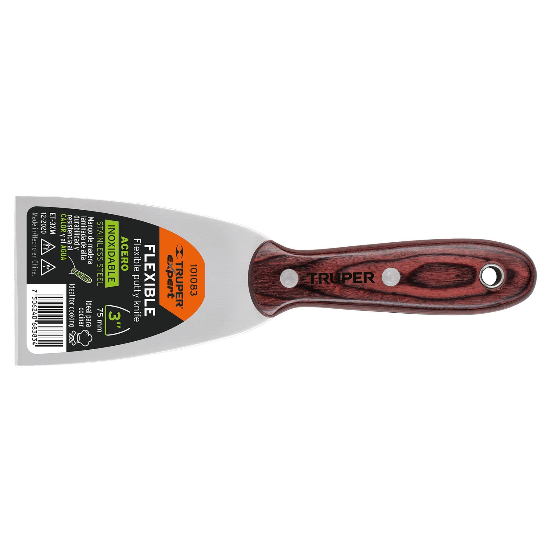 Espatula 3' acero inoxidable con mango de madera, Expert