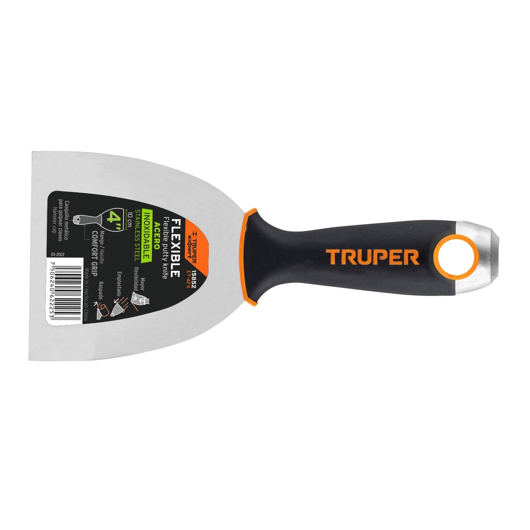Espatula flexible 4' acero inox. mango Comfort Grip, Expert