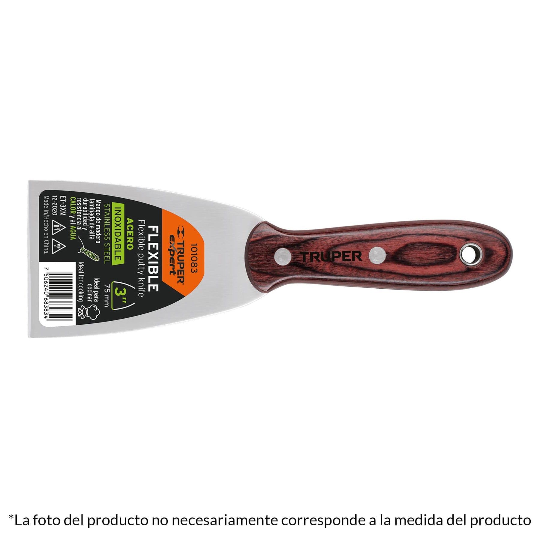 Espatula 4' acero inoxidable con mango de madera, Expert