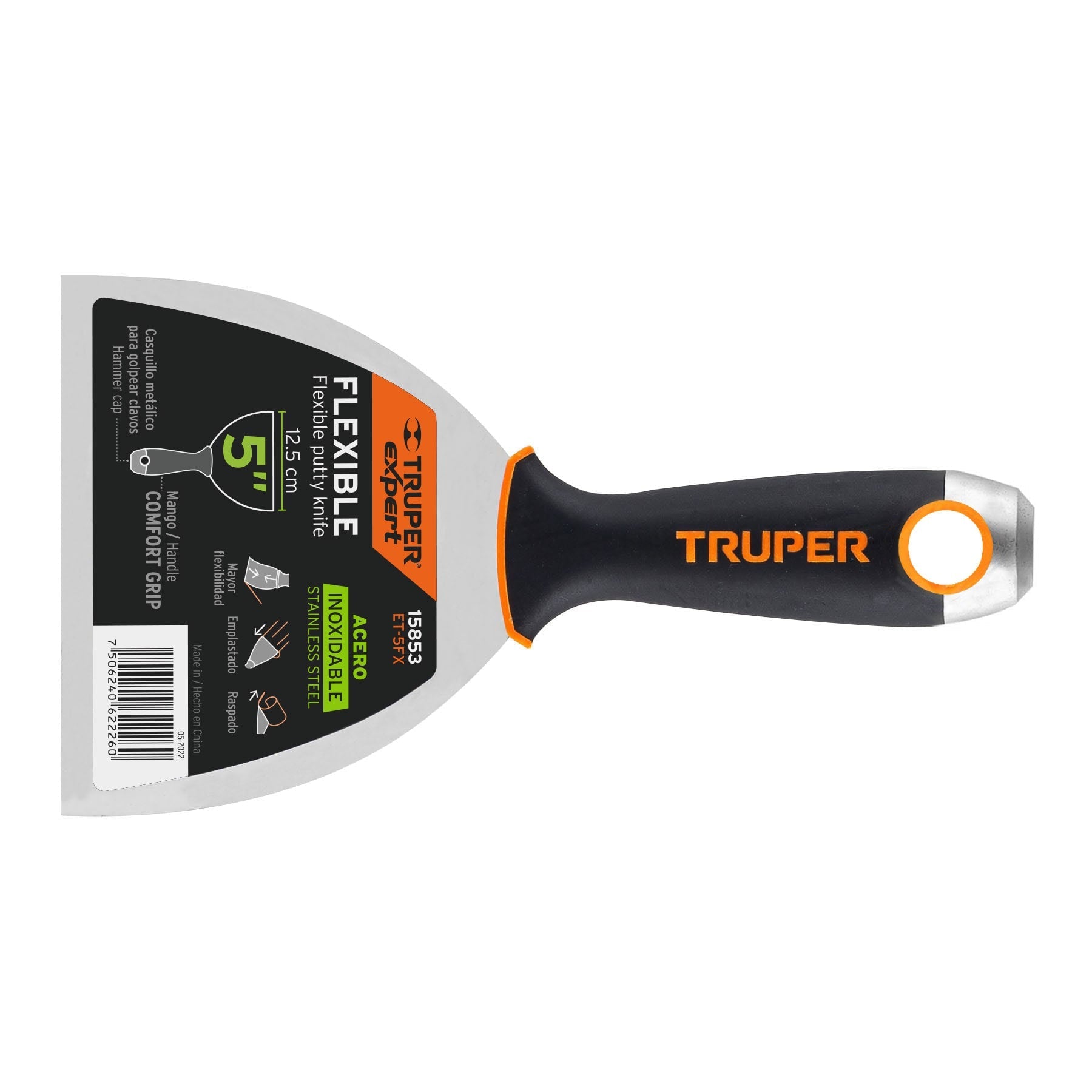 Espatula flexible 5' acero inox. mango Comfort Grip, Expert