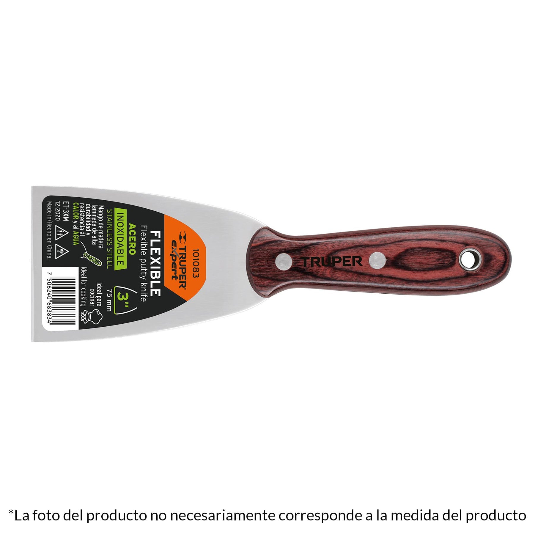Espatula 5' acero inoxidable con mango de madera, Expert