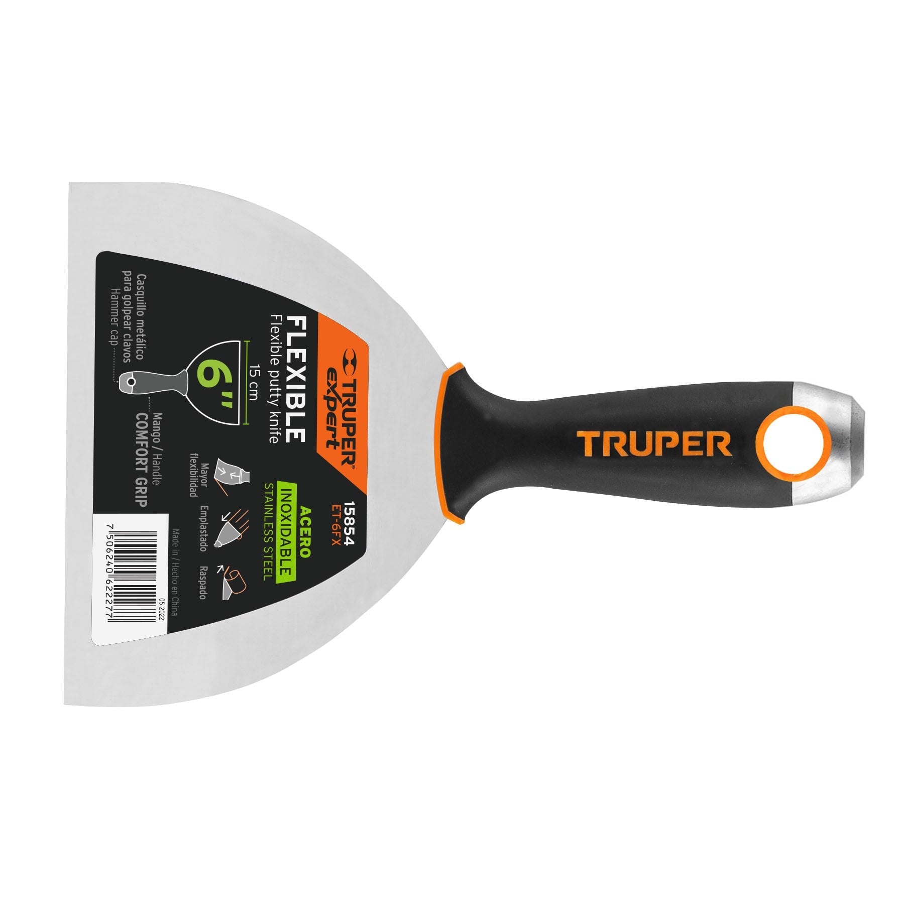 Espatula flexible 6' acero inox. mango Comfort Grip, Expert